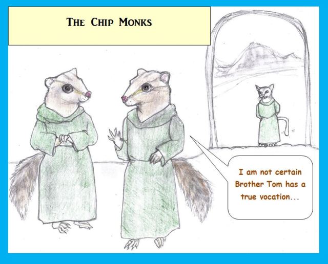 Cartoon of chipmunks as monks