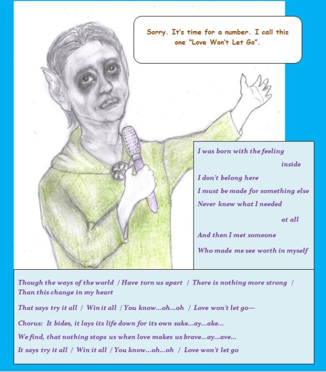 Cartoon of Ghoul singing a song