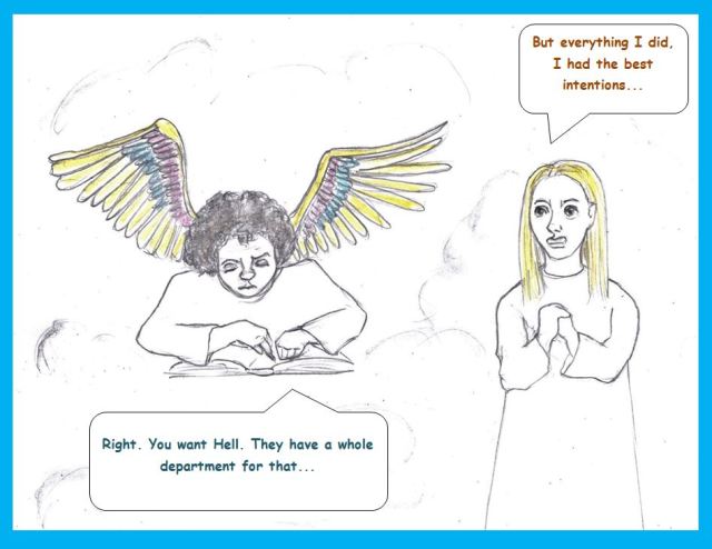 Cartoon of recording angel