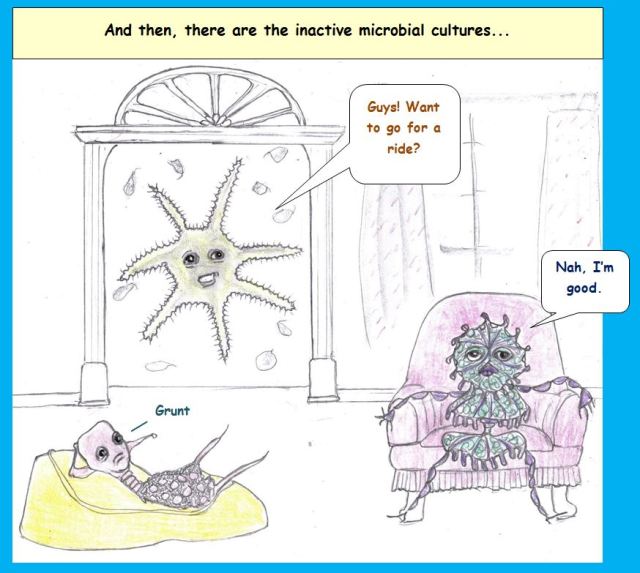 Cartoon of lazy microbes
