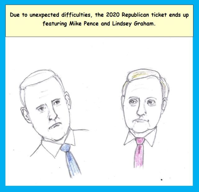 Cartoon of Mike Pence and Lindsey Graham