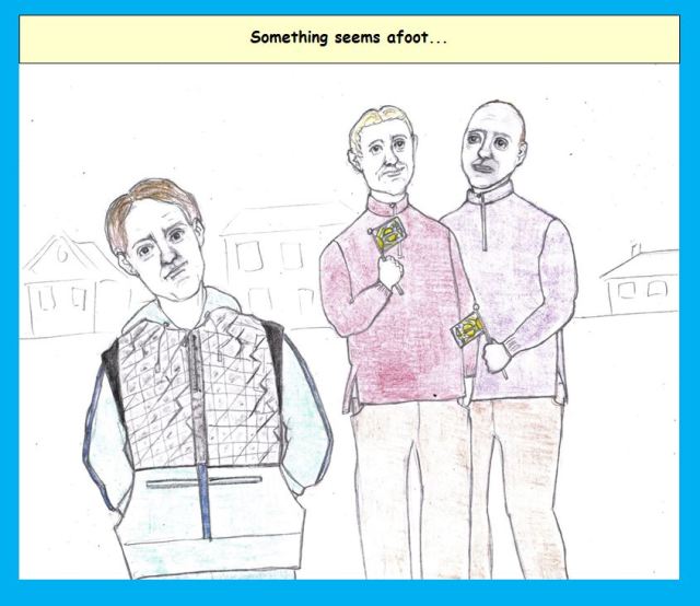 Cartoon of pedestrian thinking