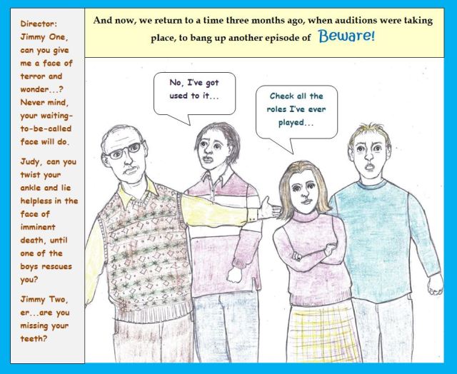 Cartoon of actors auditioning for roles