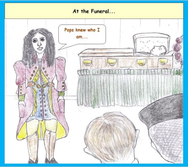 Cartoon of extravagant funeral dress