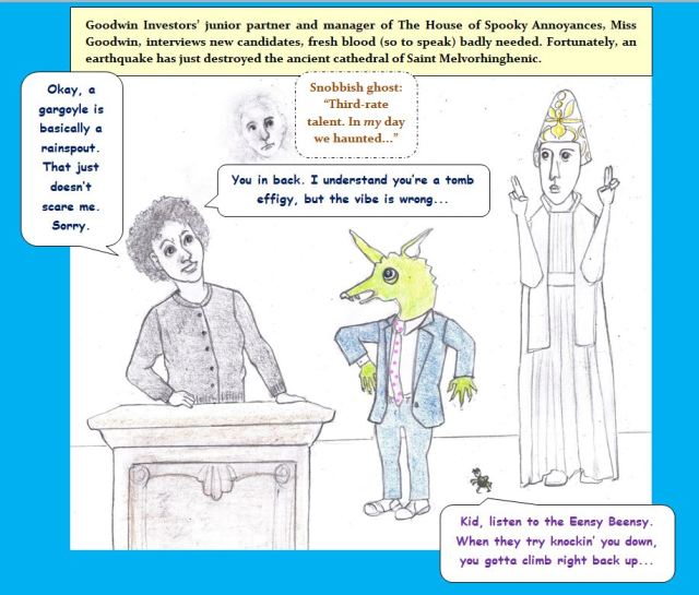 Cartoon of haunted house auditions