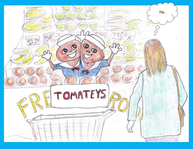 Cartoon of genetically engineered tomatoes