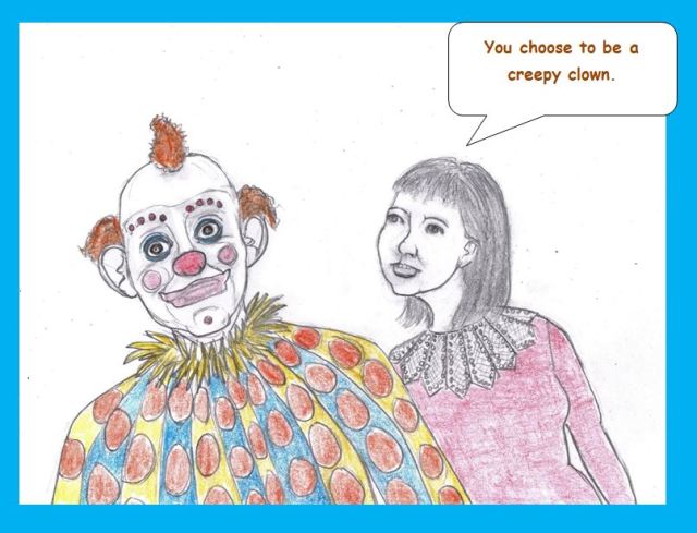Cartoon of sad clown