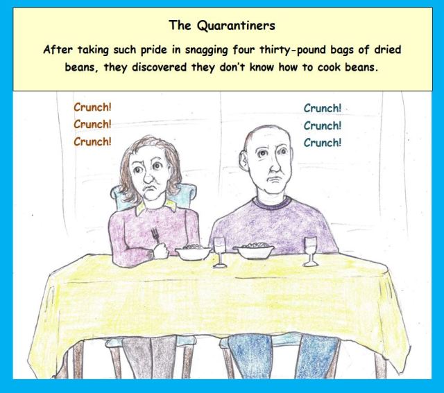 Cartoon of couple eating at table
