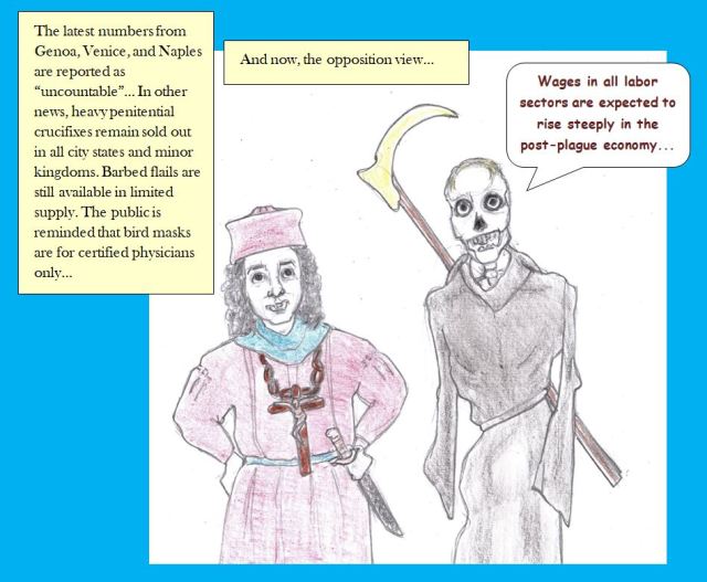 Cartoon of plague news