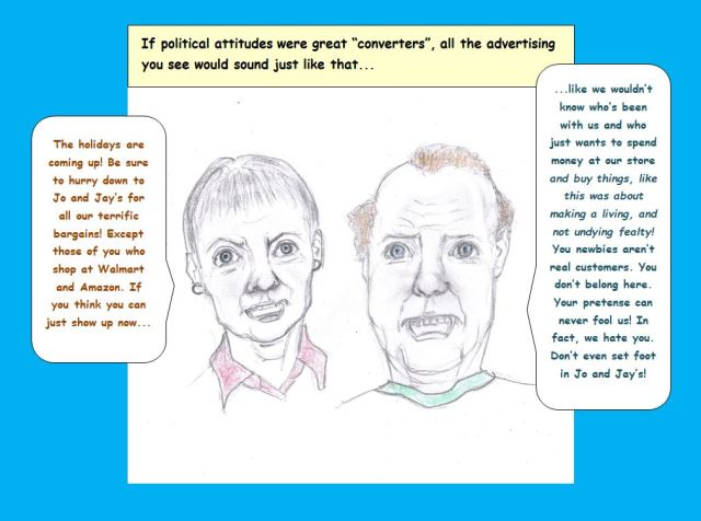 Cartoon of store owners mad at customers