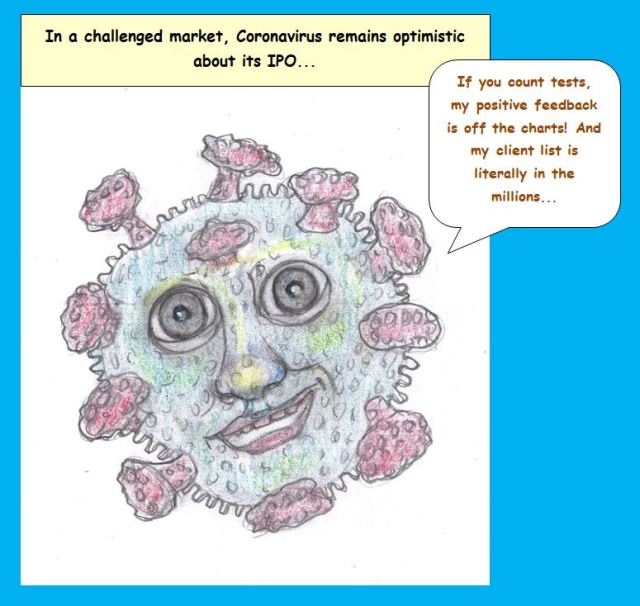 Cartoon of coronavirus personified