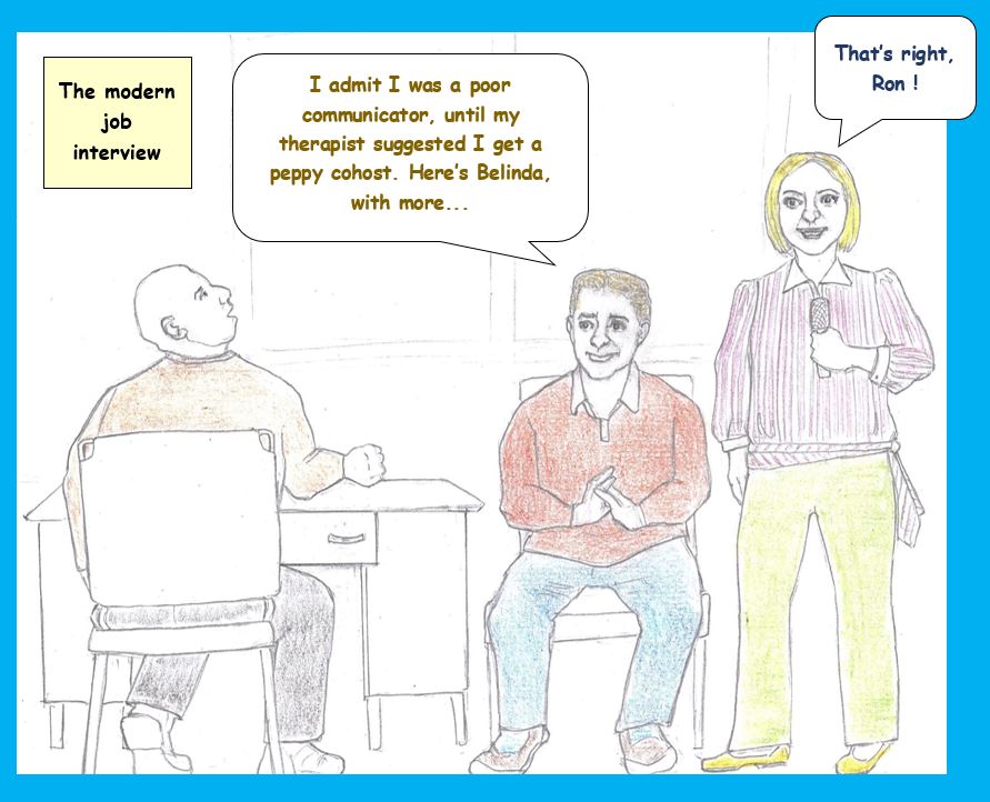 Cartoon of man interviewing for job 